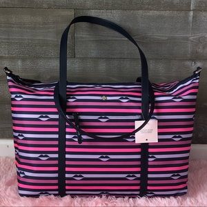 ♠️Kate Spade♠️ Jae Lips Print Nylon Weekender NWT!